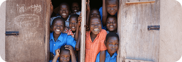 Children at school window